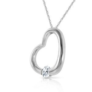 14K. SOLID GOLD HEART NECKLACE WITH NATURAL DIAMOND (White Gold)